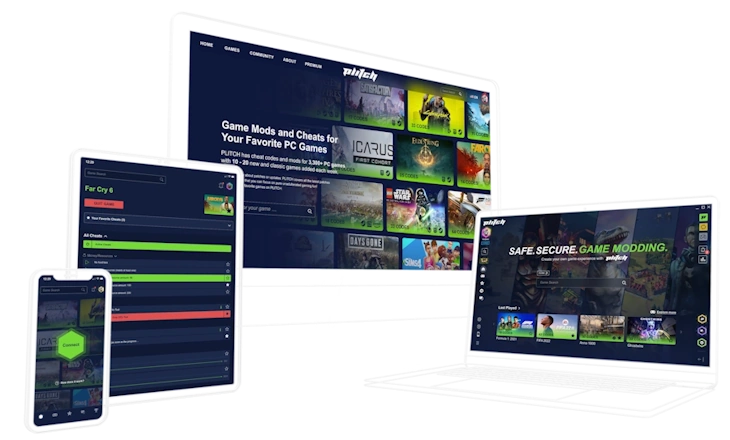 Der PLITCH Spieletrainer ist über die PLITCH Gaming-Mod-App auf all deinen Geräten verfügbar – Desktop, Laptop, Tablet und Handy.